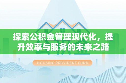 埔里探索公积金管理现代化，提升效率与服务的未来之路